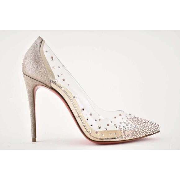 Christian Louboutin Degrastrass PVC 100 Pink Courtisane Glitter Heel Pump 35.5 - Picture 2 of 12